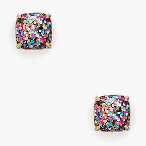 Kate Spade Multi Color Glitter Square Stud Earrings